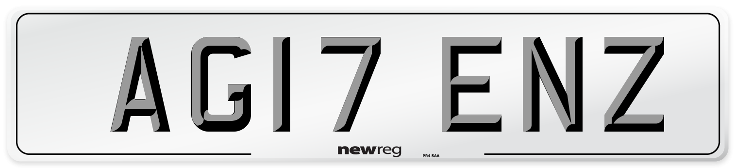 AG17 ENZ Number Plate from New Reg